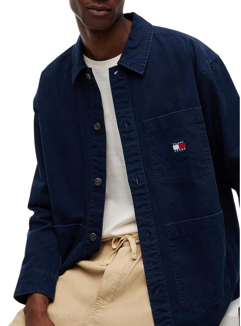 Camisa Tommy Jeans oversize marinho para homem.