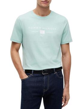 Camiseta Tommy Hilfiger Brand Love turquesa para homem
