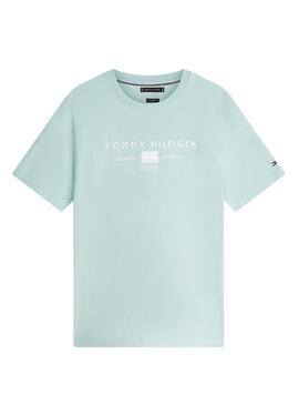 Camiseta Tommy Hilfiger Brand Love turquesa para homem