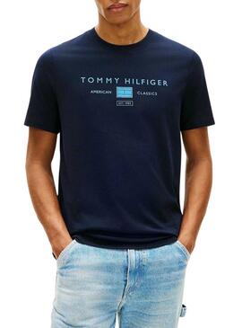 Camiseta Tommy Hilfiger Brand Love azul marinho para homem