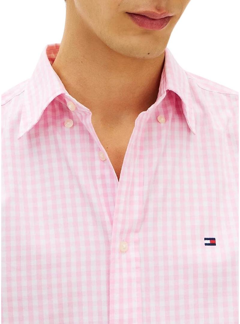 Camisa xadrez rosa Vichy Tommy Hilfiger para homem.