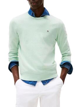 Camisola Tommy Hilfiger Essential turquesa para homem.