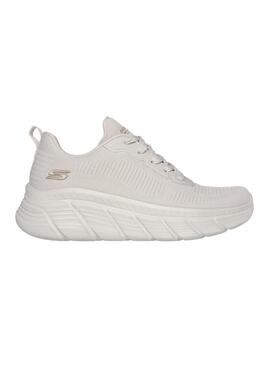 Sapatilhas Skechers BOBS Sport B Flex Hi bege para mulher.