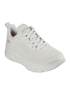 Sapatilhas Skechers BOBS Sport B Flex Hi bege para mulher.