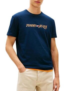 Camiseta Tommy Jeans Vintage logo marinho para homens.
