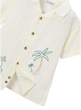Camisa Mayoral bege bordada para criança