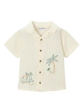 Camisa Mayoral bege bordada para criança
