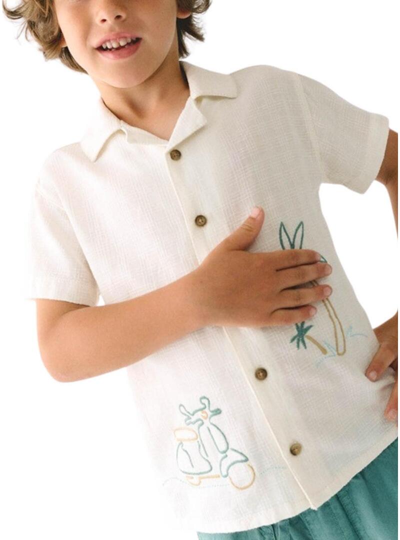 Camisa Mayoral bege bordada para criança