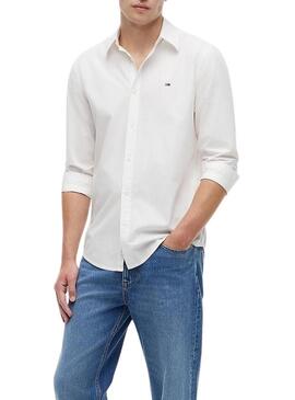 Camisa Tommy Jeans Popelín regular branco para homem.