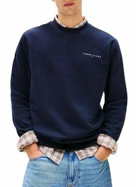 Moletom Tommy Jeans Linear Chest marinho para homens