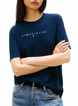 Camiseta Tommy Jeans Color Linear marinho para mulher.