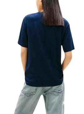 Camiseta Tommy Jeans Color Linear marinho para mulher.