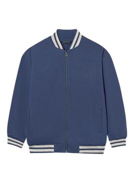Jaqueta bomber azul com zíper para meninos.