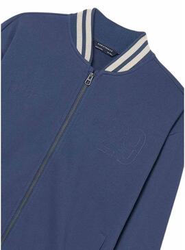 Jaqueta bomber azul com zíper para meninos.