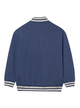 Jaqueta bomber azul com zíper para meninos.