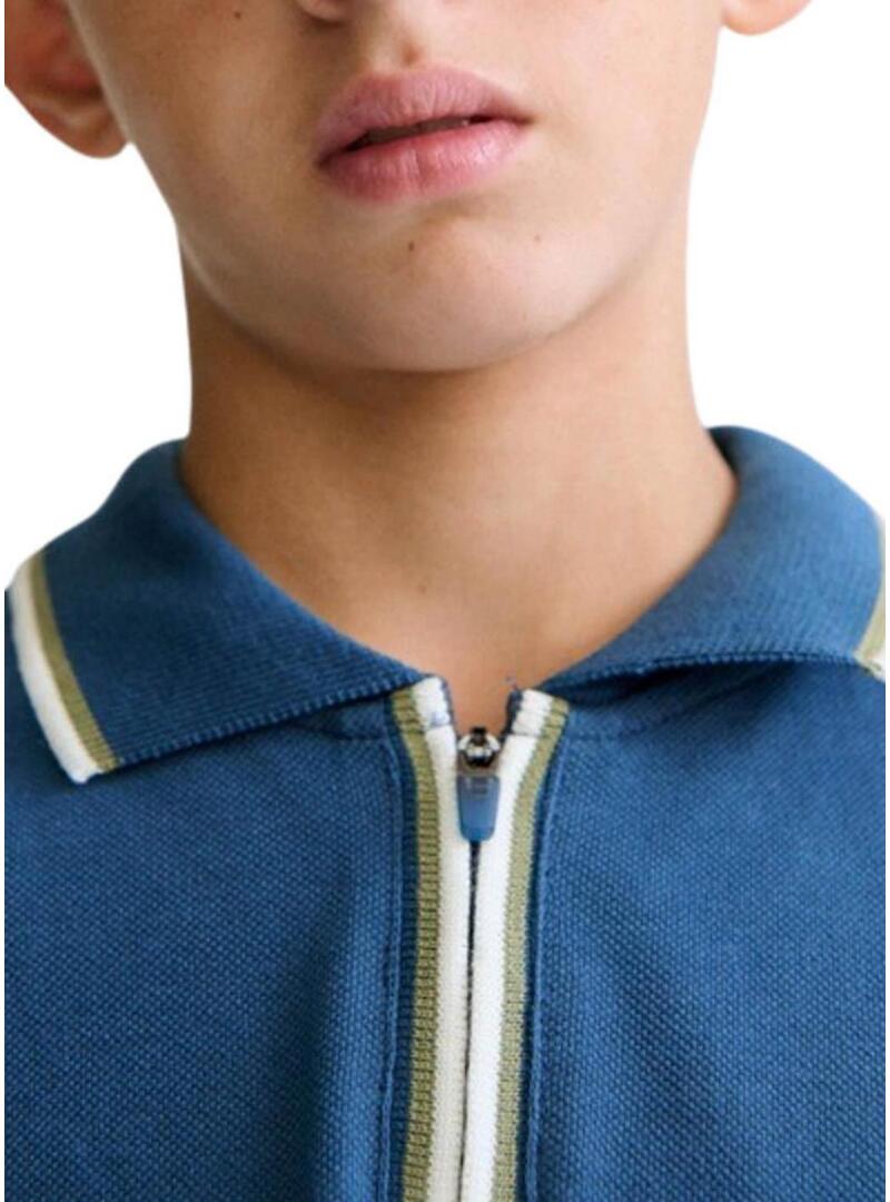 Polo Azul com zíper para menino.