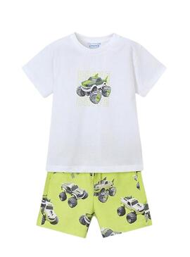 Conjunto Mayoral verde carro para menino