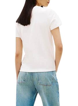 Camisa Tommy Jeans Essential logo branca para mulher.
