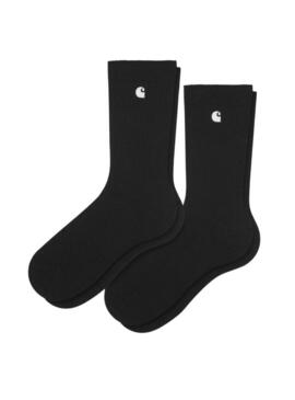 Pack com dois pares de meias Carhartt Madison pretas para homem e mulher.