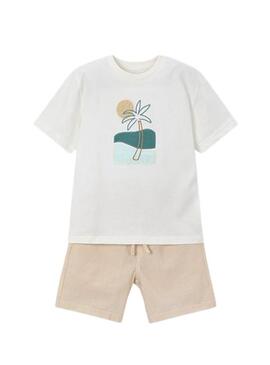Conjunto bermuda Mayoral Seersucker Beige para menino