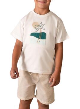 Conjunto bermuda Mayoral Seersucker Beige para menino