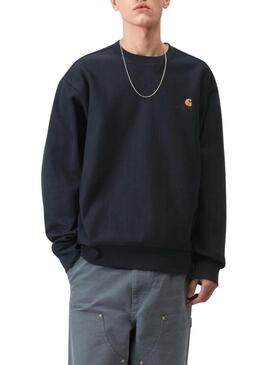 Moletom Carhartt American Script azul marinho para homem