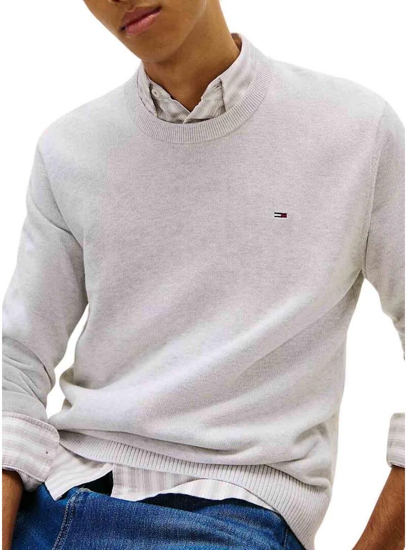 Camisa Tommy Jeans Essential slim cinza para homem.