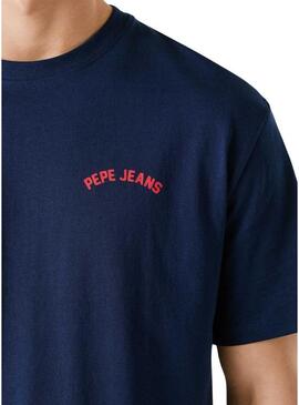 Camiseta Pepe Jeans Gideon azul marino para homem.