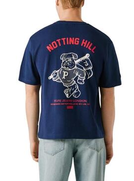 Camiseta Pepe Jeans Gideon azul marino para homem.