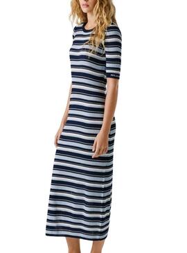 Vestido Pepe Jeans Kimmi listrado azul para mulher