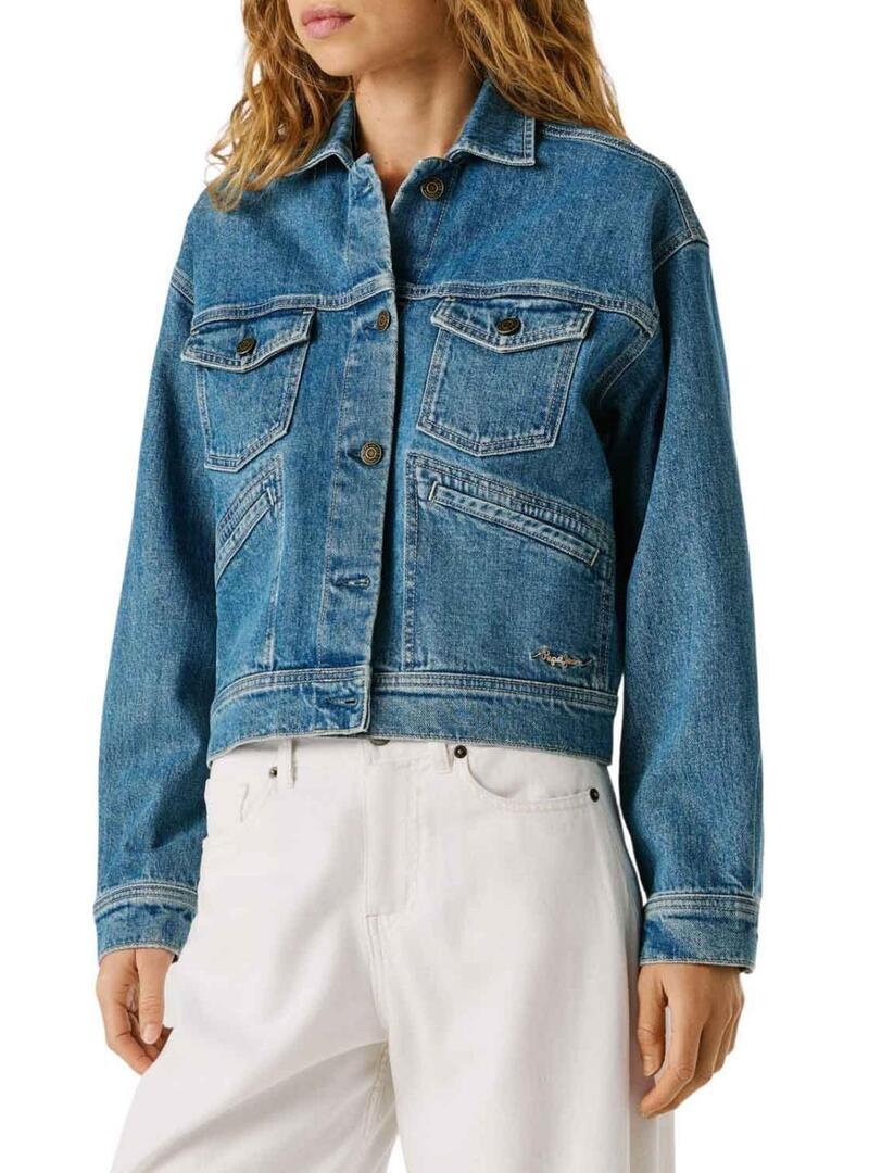 Jaqueta jeans Pepe Jeans Relaxed azul para mulher.