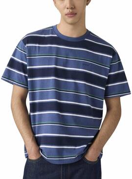 Camiseta Levi's Red Tab Vintage listrada azul para homem
