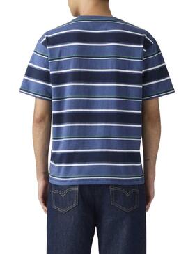 Camiseta Levi's Red Tab Vintage listrada azul para homem