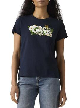 Camiseta Levis The Perfect Tee azul marinho para mulher.