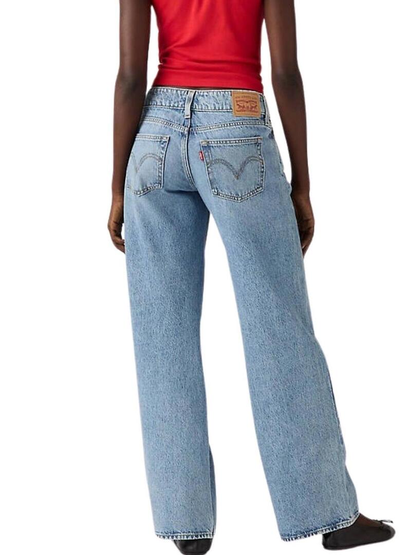 Calças de ganga Levis Superlow Loose azul claro para mulher