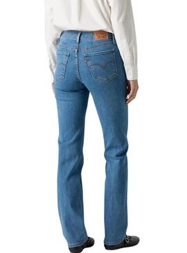 Calças de ganga Levis 314 Shaping Straight azul para mulher
