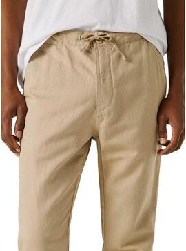 Calça chino Pepe Jeans Pull On Comfort bege para homem.