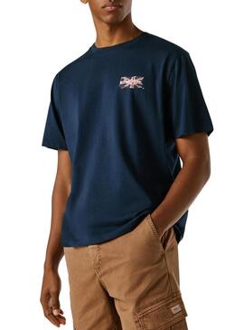 Camiseta Pepe Jeans Small Flag azul marinho para homem