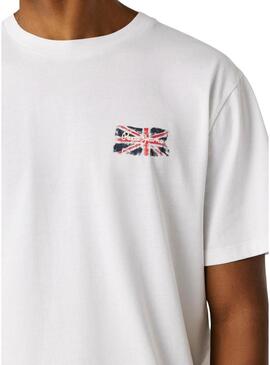 Camiseta Pepe Jeans Small Flag branca para homem.