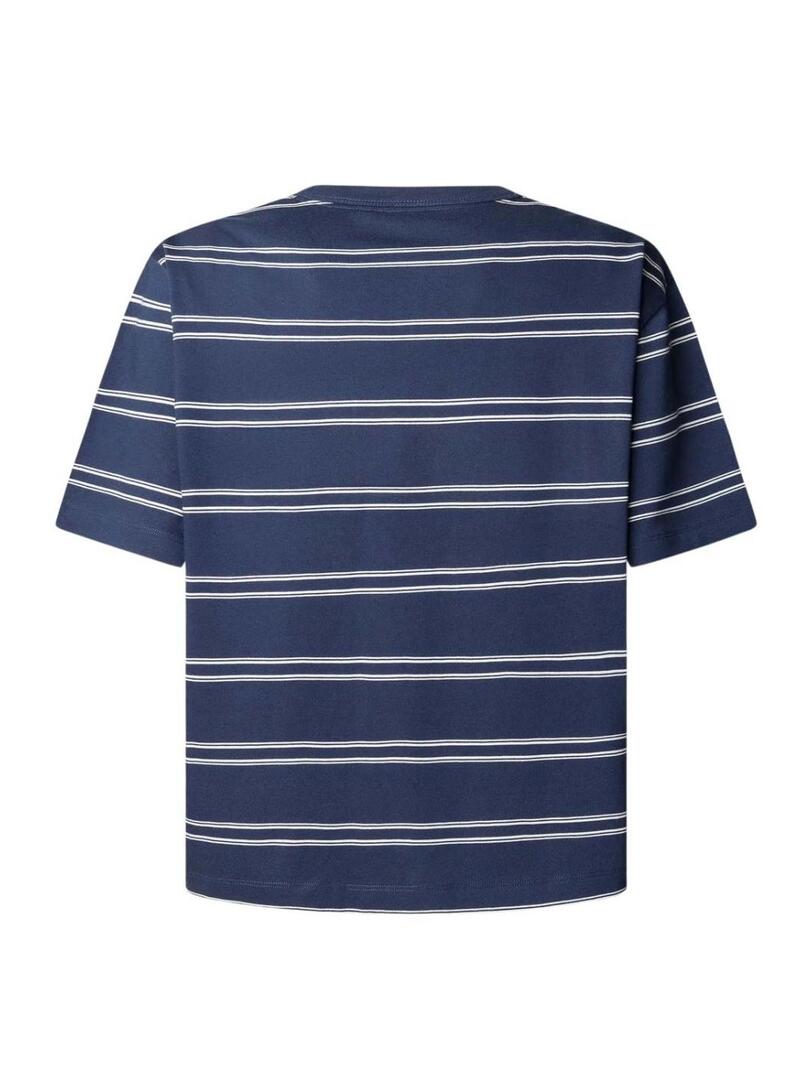 Camiseta Pepe Jeans Clark listrada azul marinho para homem.