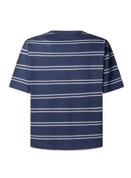 Camiseta Pepe Jeans Clark listrada azul marinho para homem.