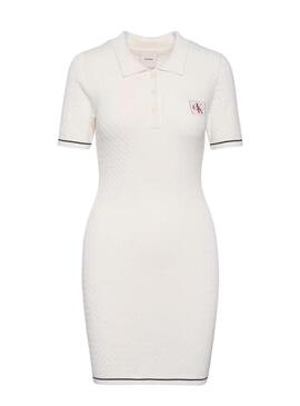 Vestido Calvin Klein Jeans Microcable branco para mulher.