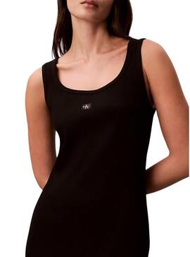 Vestido Calvin Klein Jeans Baby Rib square preto para mulher