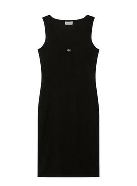Vestido Calvin Klein Jeans Baby Rib square preto para mulher