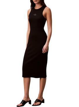 Vestido Calvin Klein Jeans Baby rib preto para mulher.