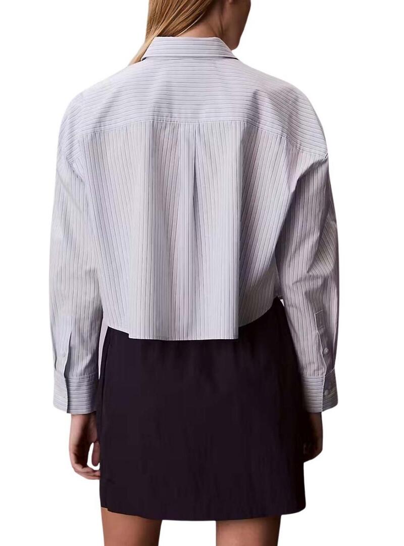 Camisa Calvin Klein Jeans Yarndye listras azuis para mulheres.