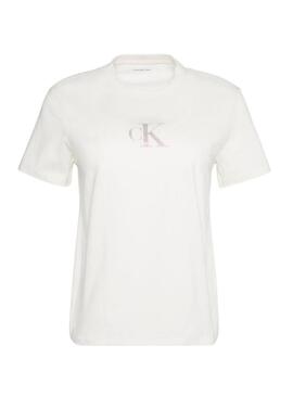 Camiseta Calvin Klein Jeans Classic Foil branca para mulheres