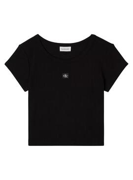 Camiseta Calvin Klein Jeans Woven Label preto para mulher