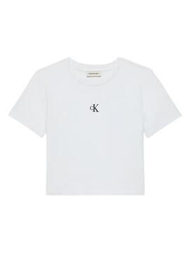 Camiseta Calvin Klein Jeans corta branca para mulher.