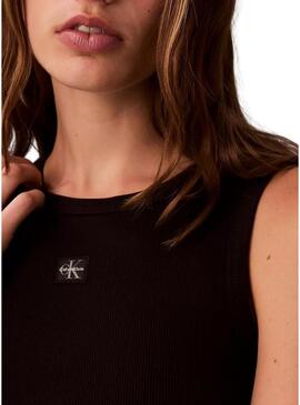 Camiseta Calvin Klein Jeans Woven Label preto para mulher.